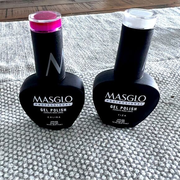 MASGLO Professional Set Gel Polish Color Fuchsia Cálida And White Tiza UV LED. - Picture 2 of 4